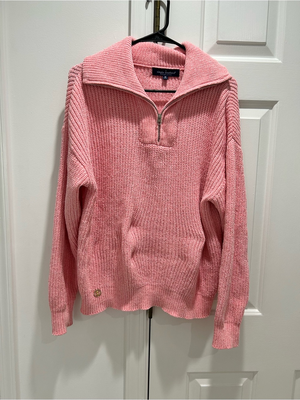 Simply Southern Pink Half Zip Chenille Sweater